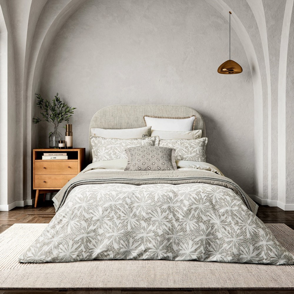 Cora Geometric Bedding by Bedeck of Belfast in Linen Grey